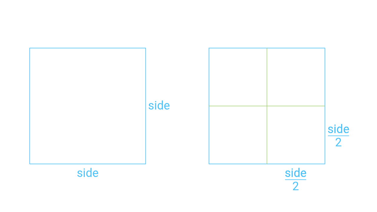 A square is a 2 dimensional plane shape with 2 perpendicular pairs of parallel straight sides. Area = side × side = side²